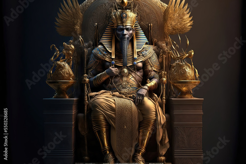 AI generated image of an ancient Egyptian Pharoah on his throne