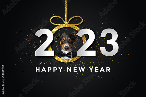 happy new year 2023 with a dog
