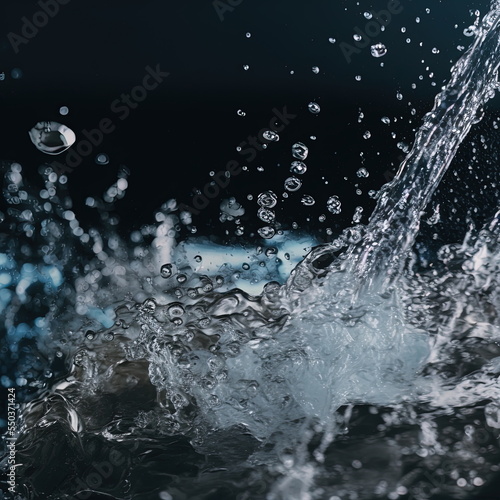 water splash closeup shot with bubbles