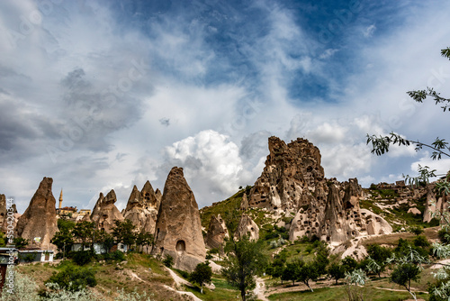 Cave houses in Goreme, Nevsehir, Capadoccia, Anatolia, Turkey, Middle East 