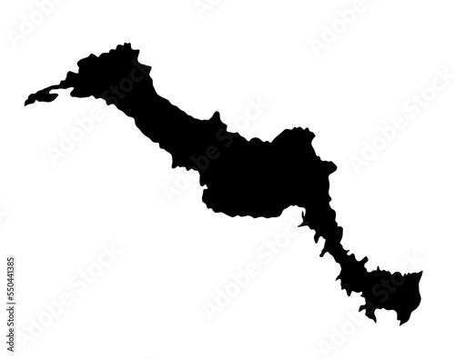 Greek island Euboea map vector silhouette isolated on white background. Evia map silhouette, island of Greece.