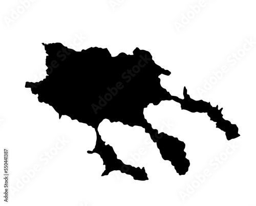 Greece Peninsula Chalkidiki map silhouette vector isolated on white background. Greek territory Halkidiki coast line.