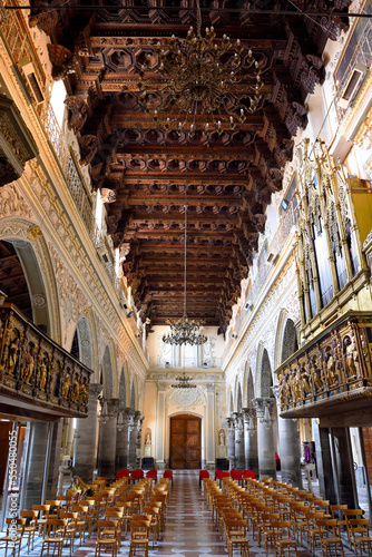 interior of the cathedral dedicated to santa maria della visitation unesco national monument Enna Sicily Italy