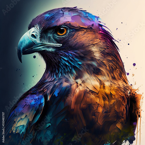 Ai generated abstract colorful hawk 