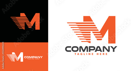 Modern company logo letter M Express for logistics, delivery, travel, shuttle, travel etc.