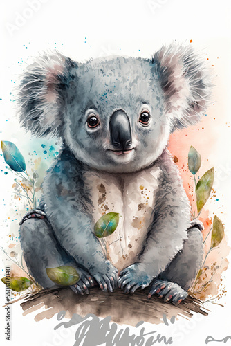 baby koala animals, digital art, AI assisted finalized in Photoshop by me