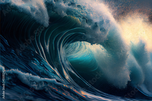 Giant wave close up illustration