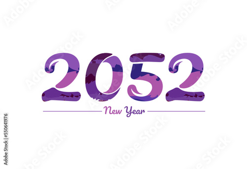 Modern 2052 new year typography design, new year 2052 logo