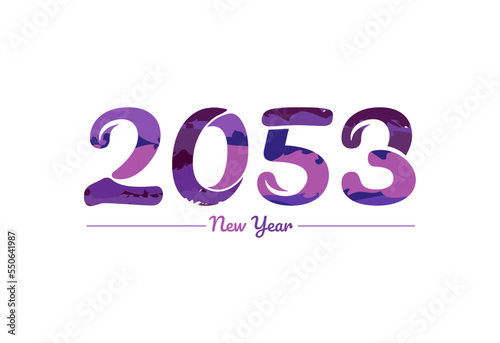 Modern 2053 new year typography design, new year 2053 logo