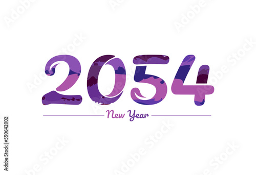 Modern 2054 new year typography design, new year 2054 logo