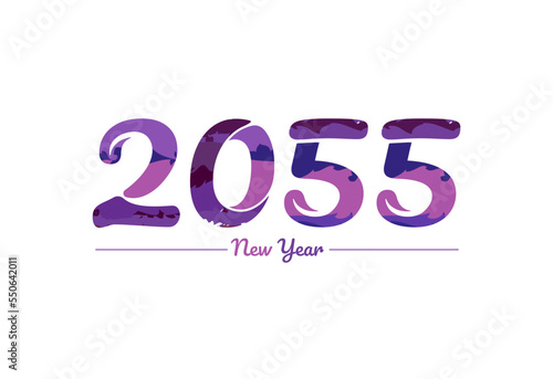 Modern 2055 new year typography design, new year 2055 logo