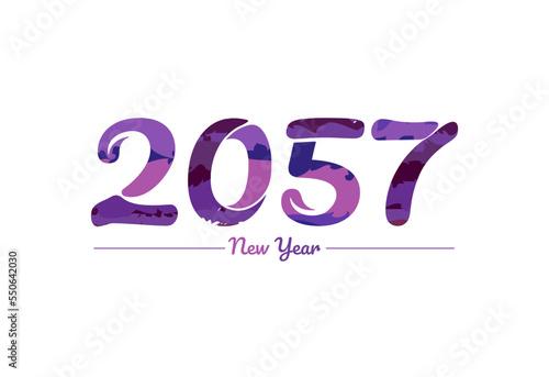 Modern 2057 new year typography design, new year 2057 logo