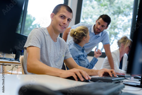 group of young people in business training