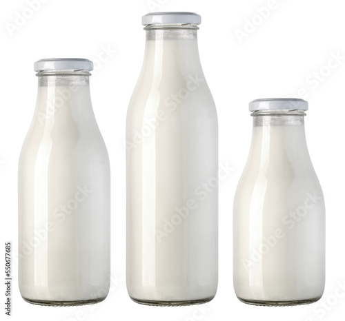 Fresh milk in a glass bottle