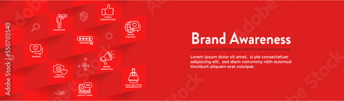 Brand Awareness Icons Set and Web Header Banner Design