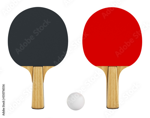 Ping pong or table tennis rackets on transparent background.