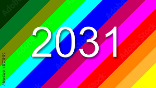 2031 colorful rainbow background year number