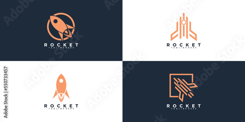 set of rocket logo design with abstract concept