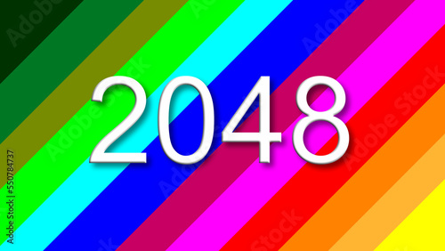 2048 colorful rainbow background year number