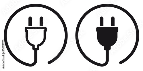 ofvs245 OutlineFilledVectorSign ofvs - electric plug with cable vector icon . isolated transparent . outline and filled version . AI 10 / EPS 10 . g11585