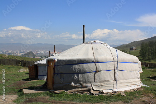 Nomadic tents (gers) in the beauty of the serene Bogd Khaan valley, Ulaanbaatar, Mongolia. A number of nomadic families live around the vast valley each year. It is lovely. 