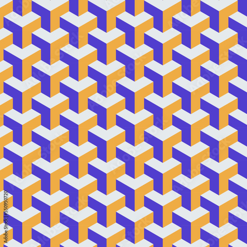 Isometric pattern design - cube hexagon background geometric shape, abstract logo 3d tech corporate mark - technology finance real estate