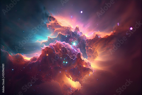 colorful space galaxy, supernova nebula background