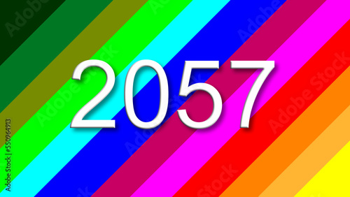 2057 colorful rainbow background year number