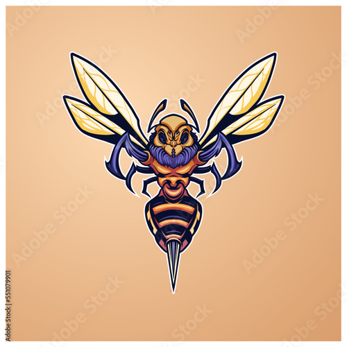 hornet bee mascot logo vector illustration