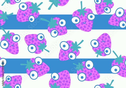 Cartoon summer fruit seamless strawberry pattern for wrapping paper and kids clothes print and fabrics