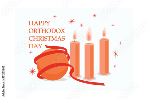 Happy orthodox christmas day vector, flat vector modern illustration