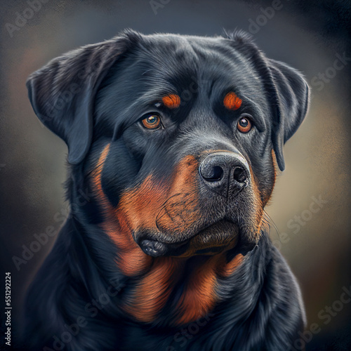 portrait of a rottweiler dog generative ai illustration