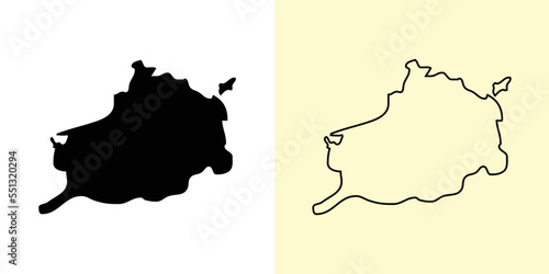 Bohol map, Philippines, Asia. Filled and outline map designs. Vector illustration