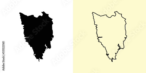 Istria map, Croatia, Europe. Filled and outline map designs. Vector illustration