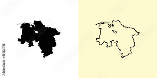 Lower Saxony map, Germany, Europe. Filled and outline map designs. Vector illustration