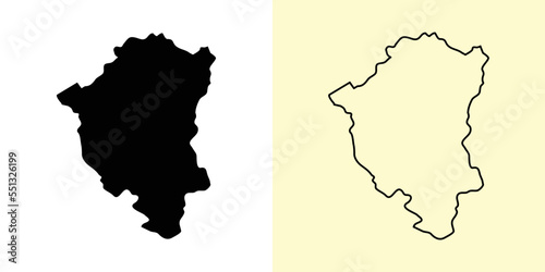 North Backa map, Serbia, Europe. Filled and outline map designs. Vector illustration