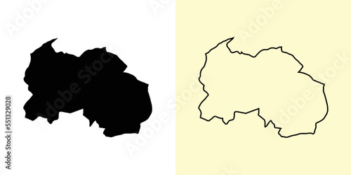 South Ossetia map, Georgia, Asia. Filled and outline map designs. Vector illustration