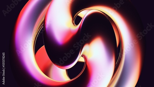 Abstract fluid 3d render holographic iridescent neon curved wave in motion dark background. Gradient design element for banners, backgrounds, wallpapers, posters and covers.