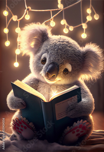 Adorable Baby Koala Holding a Book