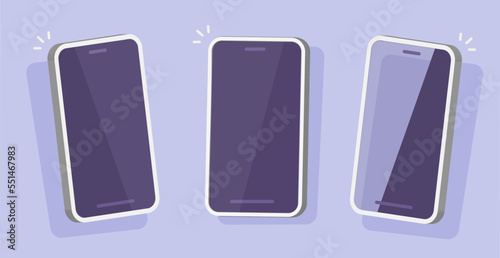 Cell Phone 3d mockup vector or mobile cellphone smartphone mock up template blank empty screen frame for app clipart illustration graphic, cellular telephone perspective angel isolated image