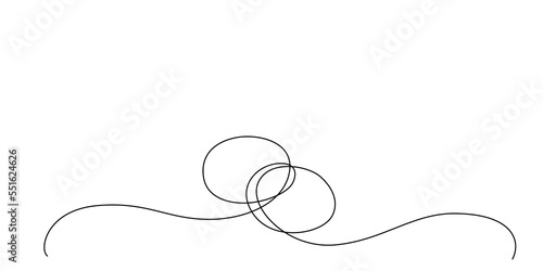 Decoration continuous line hand drawing element for wedding photo book, invitations. Vector stock illustration minimalism design isolated on white background. Editable stroke single line. 