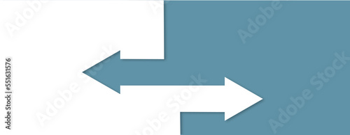 choice with two arrows, blue and white vector concep. Flat illustration.