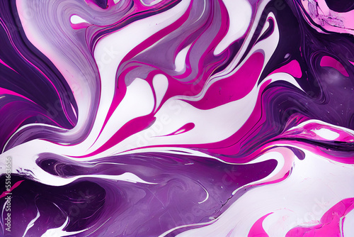 Violet fuchsia pink and white marble abstract background. Decorative acrylic paint pouring rock marble texture. Horizontal Purple Violet and white wavy abstract pattern.