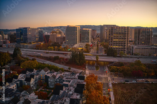 Aerial View of San Jose, California at Sunrise