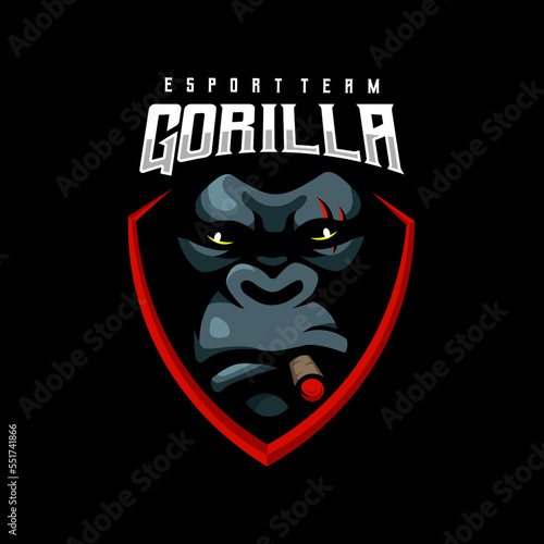 Gorilla esport logo design illustration vector