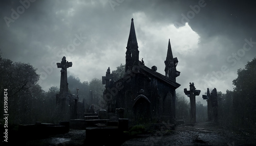 Dark Gothic Cemetery, generative AI 