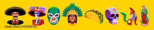 Vector Set Of Different Mexican Elements Illustration