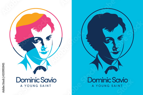 Saint Dominic Savio, A youth Catholic Saint of Saint John Bosco Vector and Logo