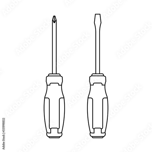 screwdrivers icon outline. screwdrivers logo. An illustration of screwdrivers. Perfect use for icon, logo, web, pattern, design, etc.