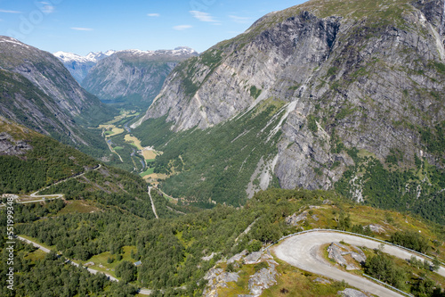 aerial view of the Aursjø road Norway